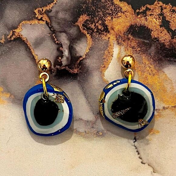 NEW Evil Eye Polymer Clay Stud Dangle Earrings - Picture 1 of 1